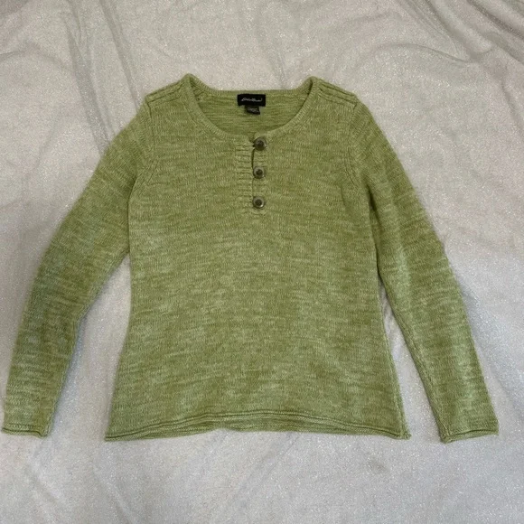Eddie Bauer Olive Green Button-Up Sweater - Picture 1 of 3